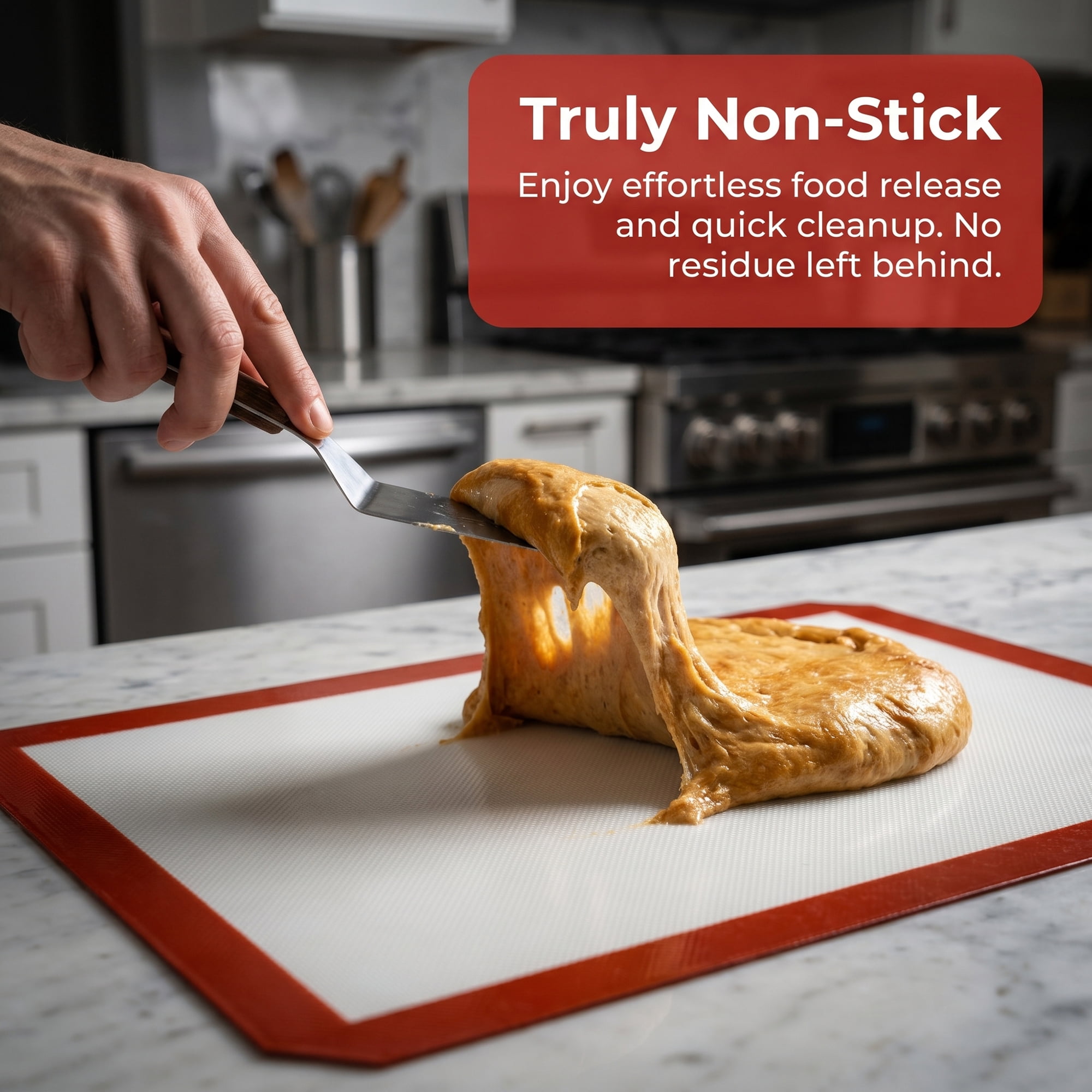 Unique Bargains Heat Resistant Dough Rolling Baking Sheet Pastry Mat Red-White 16.5"x11.6"