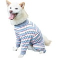 thumbnail image 2 of Recovery Suit for Dogs Cats Striped Dog Recovery Onesie Full Coverage Dog Bodysuit Long Sleeve 4 Legs Pajamas for Medium Large Dogs, 2 of 7