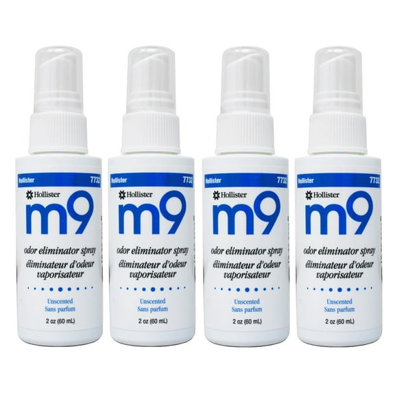 Hollister m9 Odor Eliminator Spray, Unscented, 2 ounce Pump Spray Bottle, 4 Count