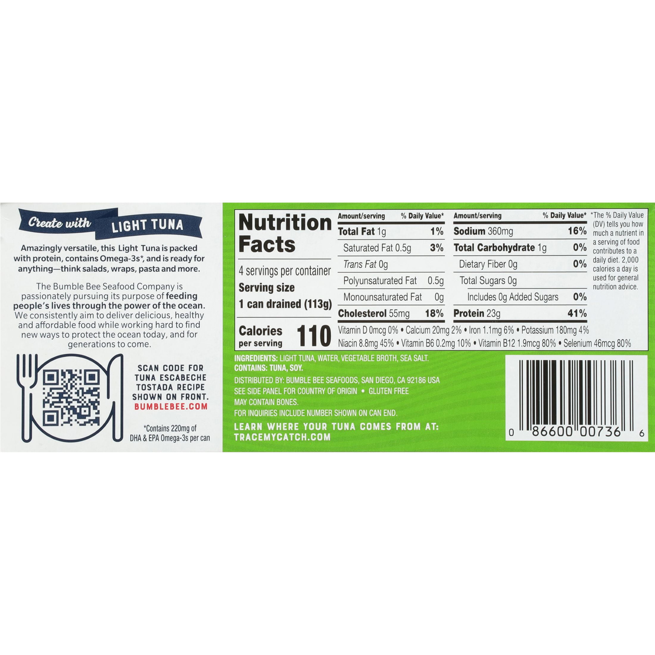 (3 pack) (Pack of 4) Bumble Bee Chunk Light Tuna in Water, Wild Caught, Gluten Free, 23g Protein Per Serving, Shelf Stable Can, 5 oz
