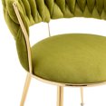 thumbnail image 6 of Modern Dining Chair Set of 2, Velvet Upholstered Dining Chair with Decorative Woven Backrest and Gold Metal Legs, Counter Height Bar Stool, Vanity Chair Kitchen Chairs for Living Room, Green, 6 of 7