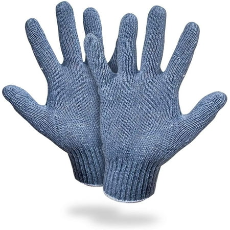 

Blue Gray Knit Gloves for Men 9 Washable Cotton Work Gloves with Elastic Knit Wrist 10 oz Cotton Polyester Reusable Comfortable Breathable Industrial Gloves 24 Pack
