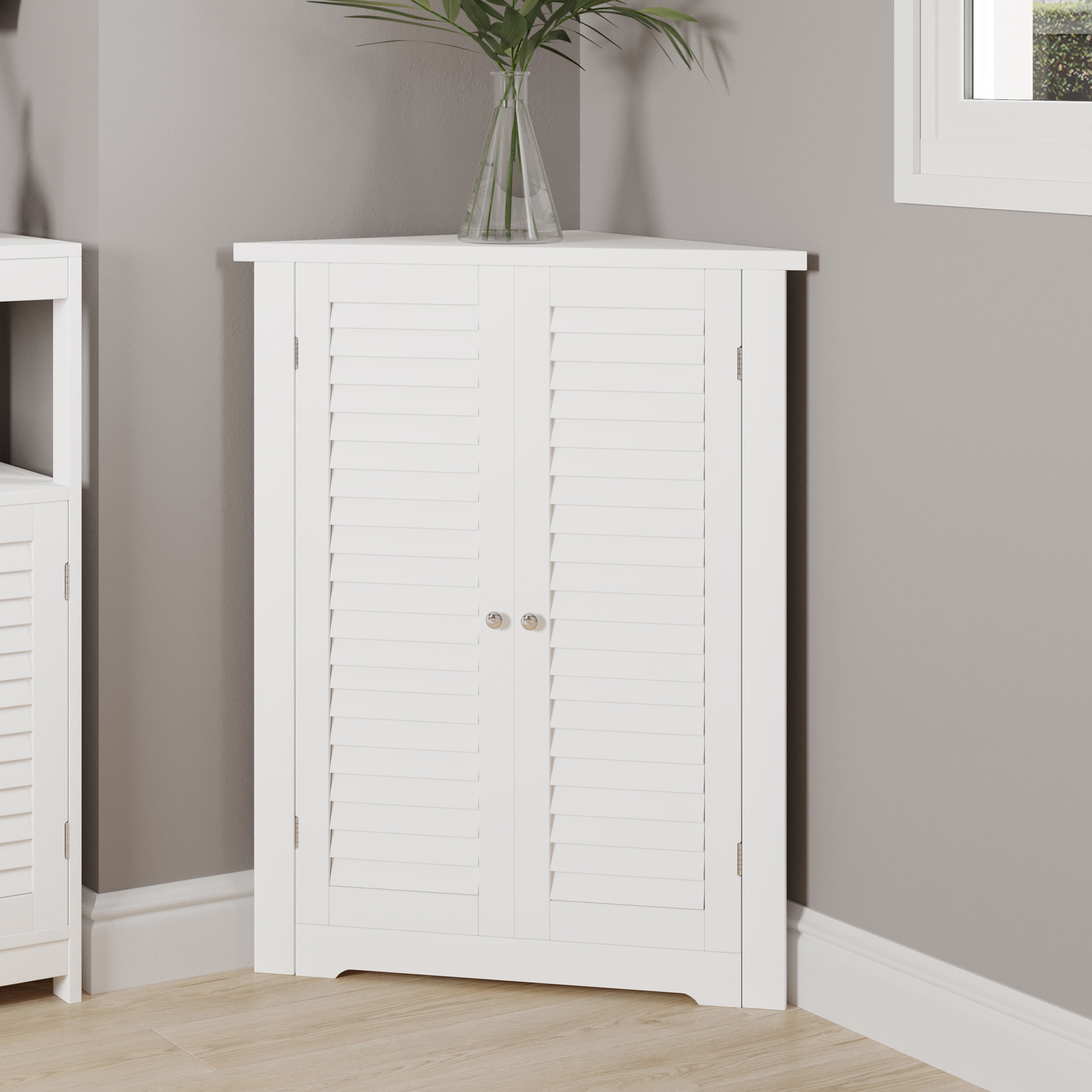 Lavish Home 3Shelf Corner Storage with Shutter Doors and