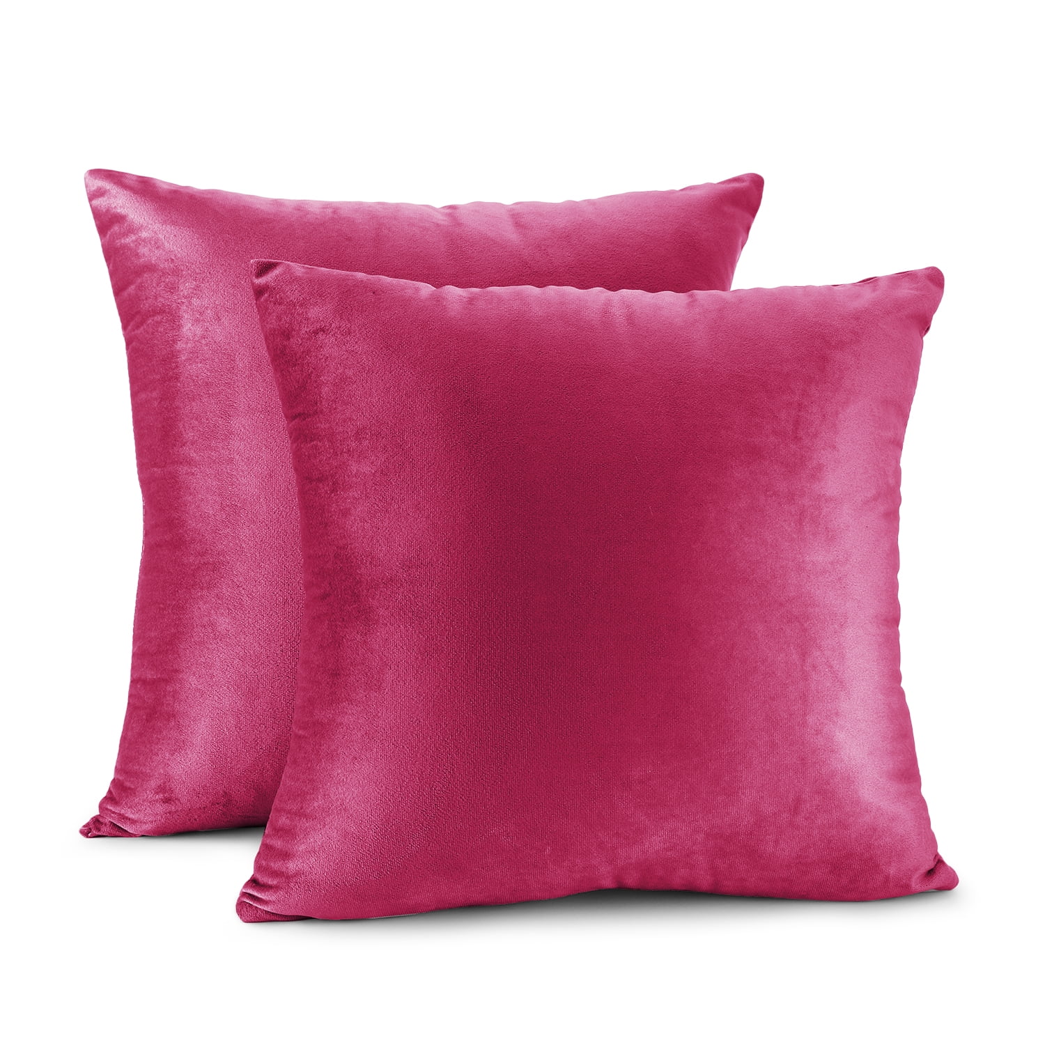 Clara Clark Plush Solid Decorative Microfiber Square Throw Pillow Cover with Throw Pillow Insert for Couch, Hot Pink, 28"x28"", 4 Piece Decorative Soft Throw Pillow Set