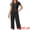 Black, variant on DARING DIVA Women's Capri Pajamas Short Sleeve Button Down Tops with Pants Set M Black
