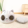 thumbnail image 2 of Large Grey Semi-Enclosed Cat Cave Bed with Removable Mat - Premium Short Plush & High-Density Sponge, Anti-Slip Silicone Bottom, Ideal for Cats, Puppies, Rabbits, Guinea Pigs Up to 8 Pounds, 2 of 6