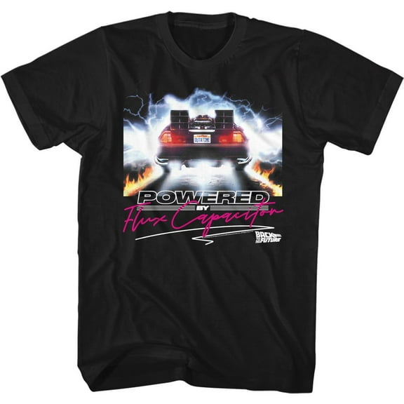 Back To The Future Powered By Flux Black Adult T-Shirt S