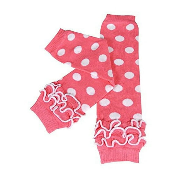 ALLYDREW Ruffle Bottom Baby Girl & Toddler Girl Ruffle Leg Warmer, Peachy Pink Polka Dots