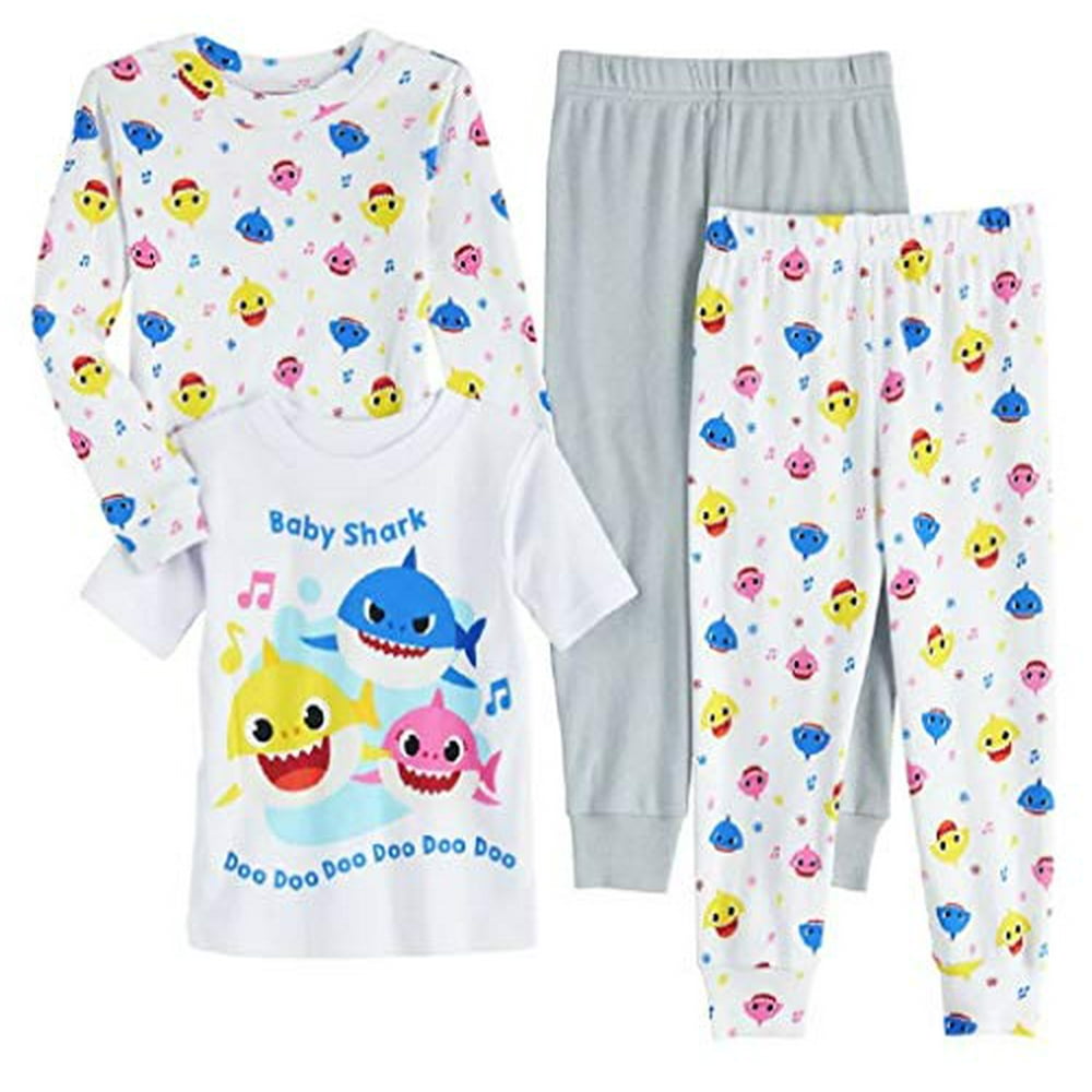 AME Toddler Baby Shark Boys Long Sleeve Sleepwear Pjs 4PCS Pajamas