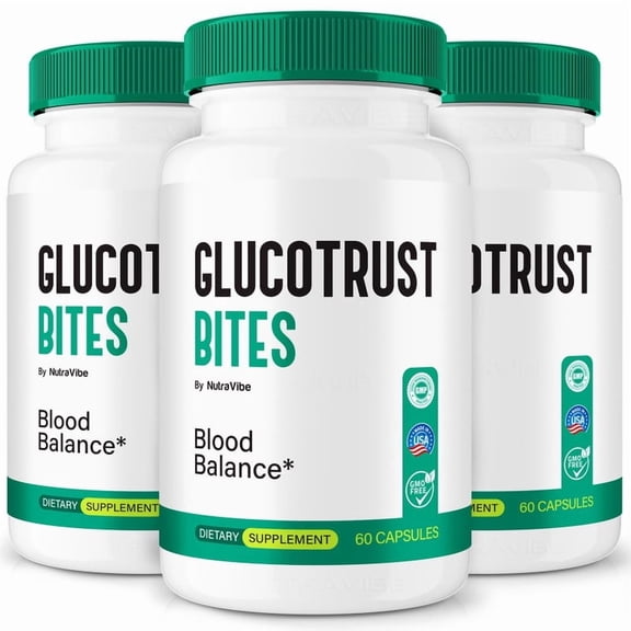 (3 Pack) Glucotrust Bites – Original Formula with a Clean Blend to Support Healthy Circulation, Natural Energy & Balanced Levels | Just 2 Easy-to-Swallow Pills (180 Capsules)