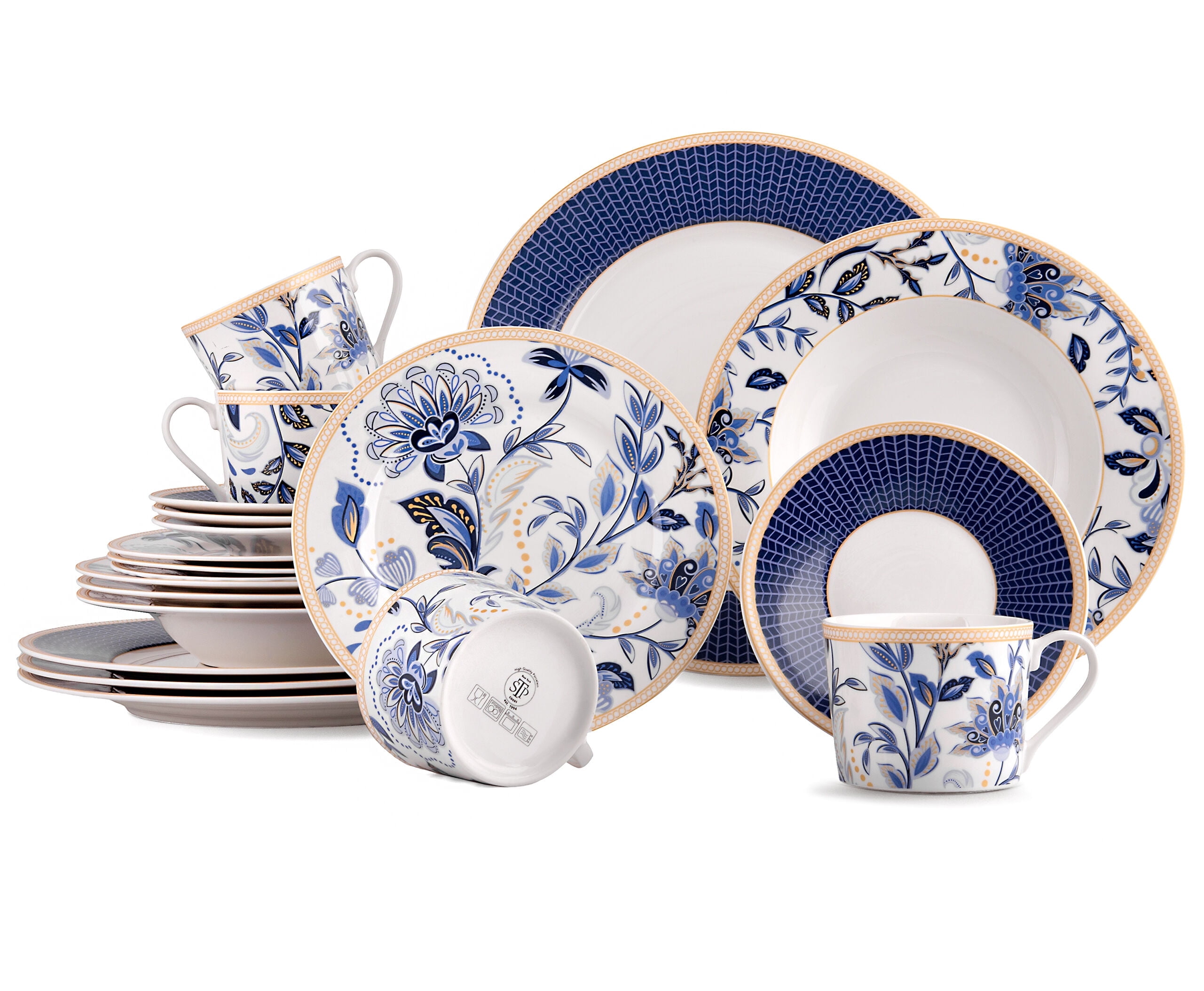 STP GOODS Melodie de Fleurs Porcelain Dinnerware Set of 20 for 4 pers. in Gift Box