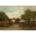 thumbnail image 2 of Paul Désiré Trouillebert 18x14 Gold Ornate Wood Frame and Double Matted Museum Art Print Titled - Construction of an Elevated Railway Bridge Over the Cours De Vincennes (1888), 2 of 4