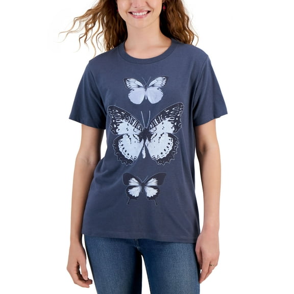 Black Juniors' Triple Butterfly T-Shirt Gray L