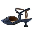 thumbnail image 4 of FSJ Women Chic Buckled Ankle Strap Pointed Closed Toe Pumps Kitten Low Heels Slingback Office Daily Casual Shoes Size 13 Navy, 4 of 4