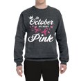thumbnail image 2 of Wild Bobby In October We Wear Pink Crown Breast Cancer Awareness Unisex Crewneck Sweatshirt, Charcoal, X-Large, 2 of 6