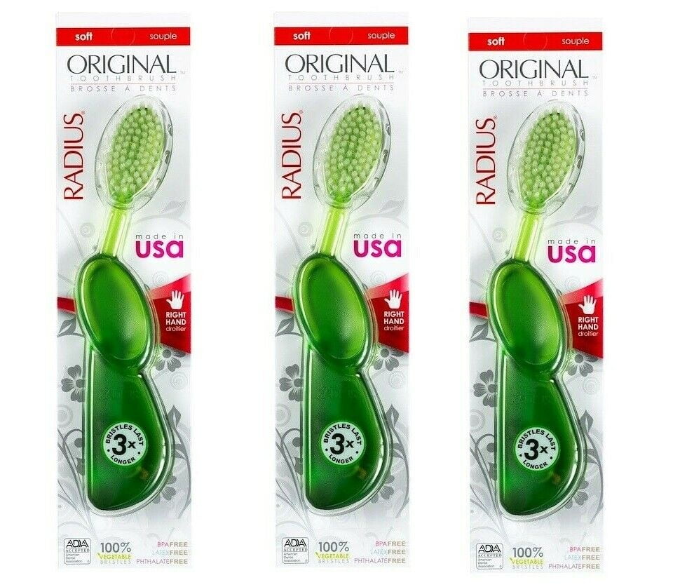 Radius Toothbrush Original Adult Right Hand Soft 3 Packs