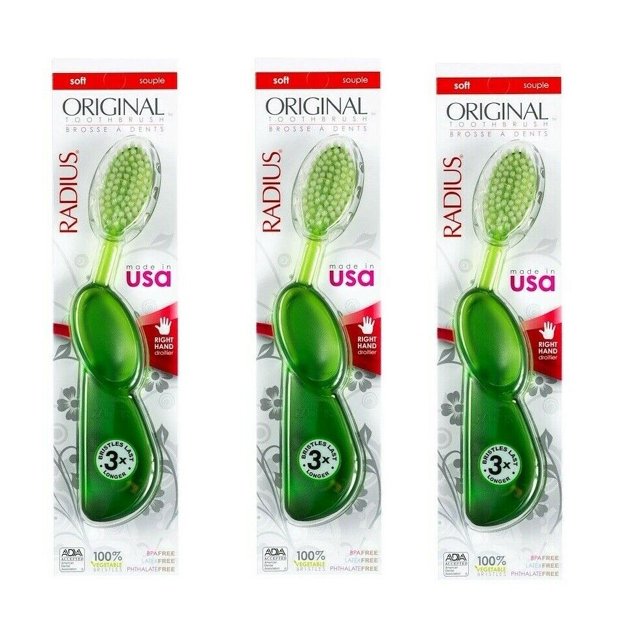 Radius Toothbrush Original Adult Right Hand Soft 3 Packs