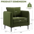 thumbnail image 3 of Accent Chair for Living Room, Velvet Comfy Single Sofa Chair Mid-Century Modern Armchair with 1 Pillow and Metal Legs for Bedroom Office Reading,Green, 3 of 5