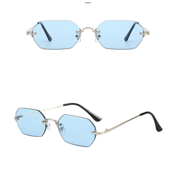 Rimless Sunglasses Polygon Cut Edge Punk Sun Glasses UV400 Protection Fashion Eyewear For Men Women Driving Travel Eyepiece