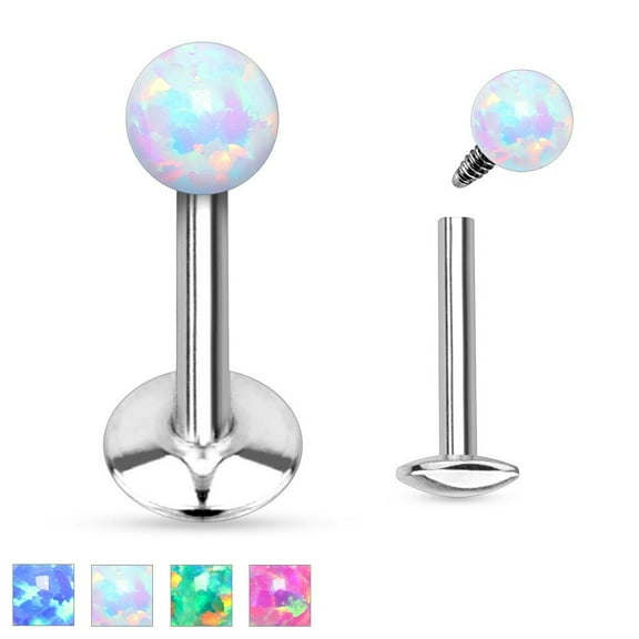 Opal Ball Top Internally Threaded 316L Surgical Steel Labret/Monroe