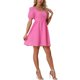 thumbnail image 4 of Vestido de manga corta de verano casual de INSPIRE CHIC para mujer, escote cuadrado, fluido, estilo A-line, vestido corto de playa para fiesta, rojo rosa XL, 4 of 5
