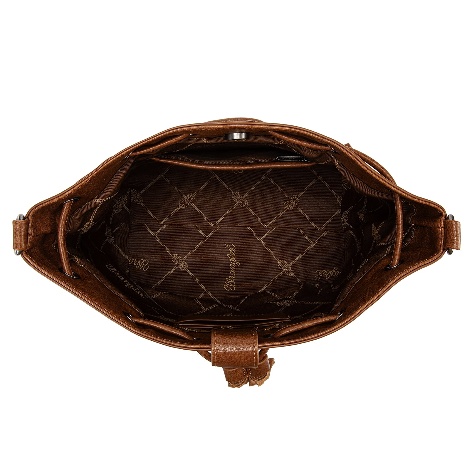 Wrangler Hobo Bags for Women Designer Bucket Purses Western Shoulder Handbags, Brown-Tan