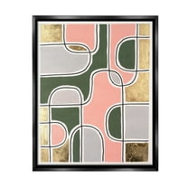 Stupell Industries Modern Shapes & Glam Abstract Painting Black Floater Framed Canvas Art Print Wall Art, 17 x 21