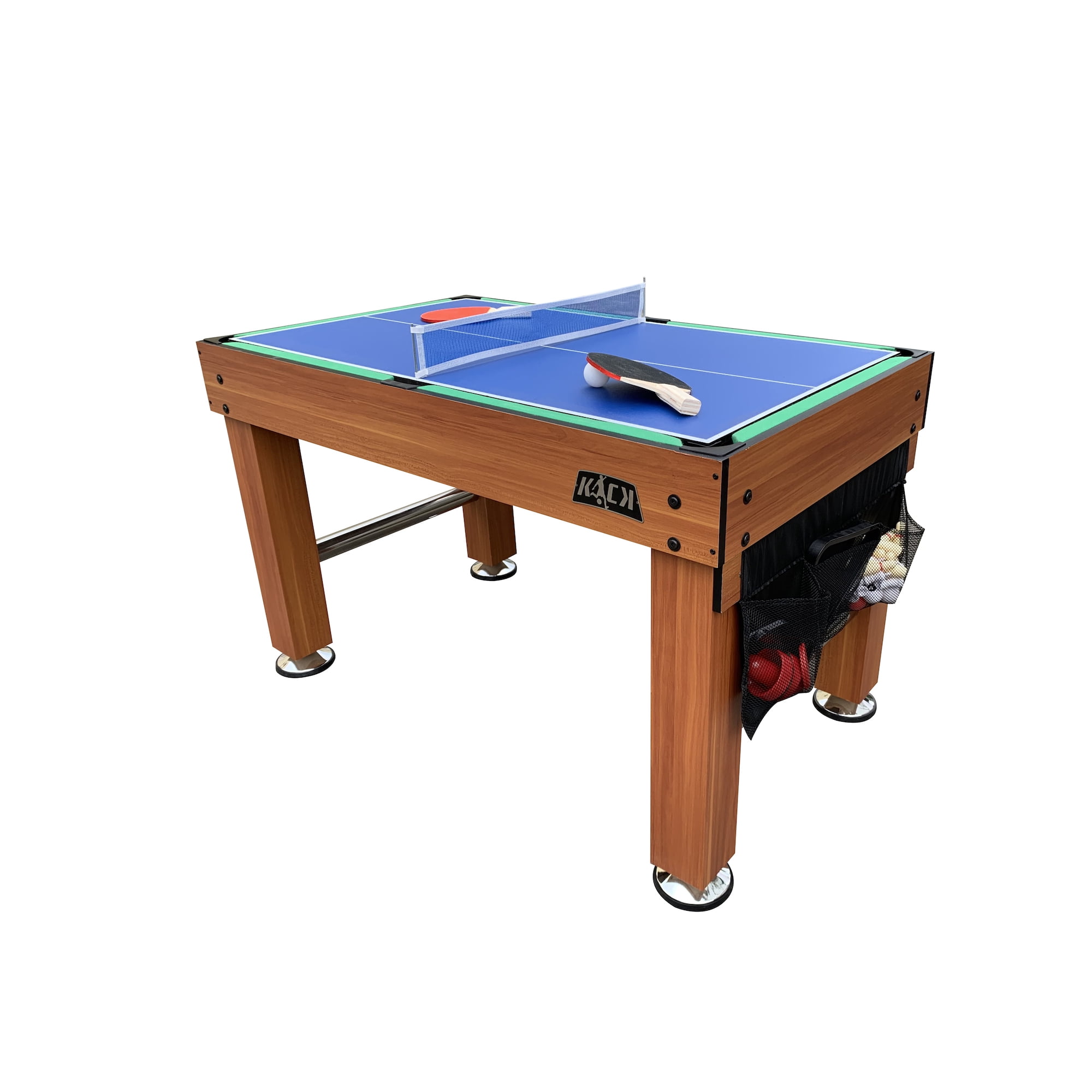 KICK Decagon 55″ 10-in-1 Multi-Game Table (Brown) - Combo Game Table Set for Family & Friends