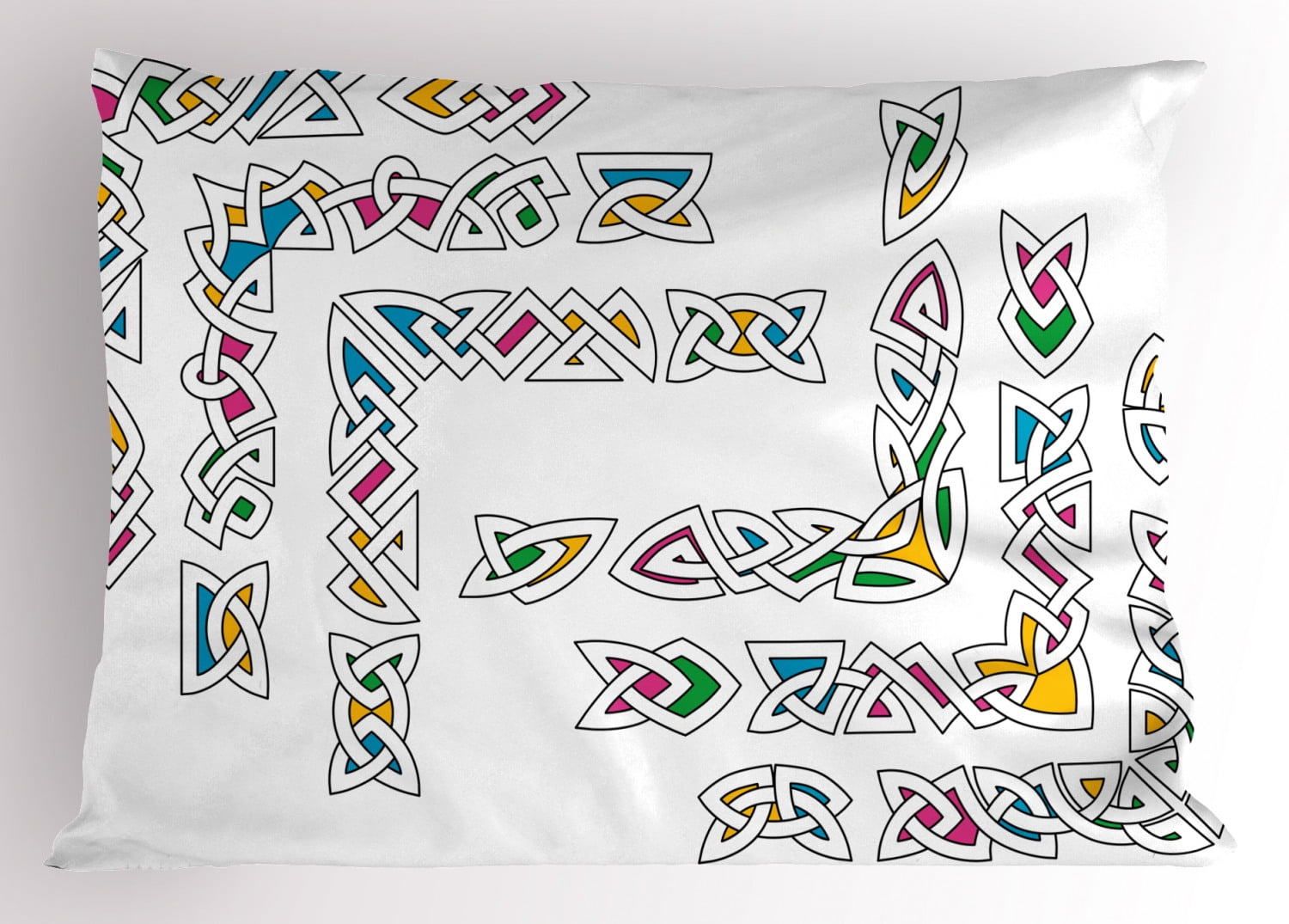 Irish Pillow Sham Celtic Ornament Patterns Set Colorful Vibrant