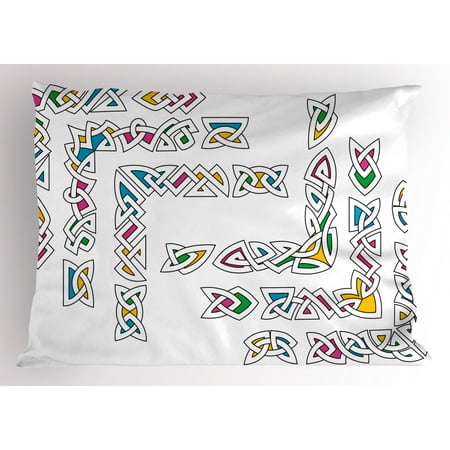 Irish Pillow Sham Celtic Ornament Patterns Set Colorful Vibrant