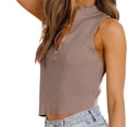 thumbnail image 3 of Womens Sleeveless Zipper Knit Crop Tops Short Knit Sweater Tops, 3 of 6
