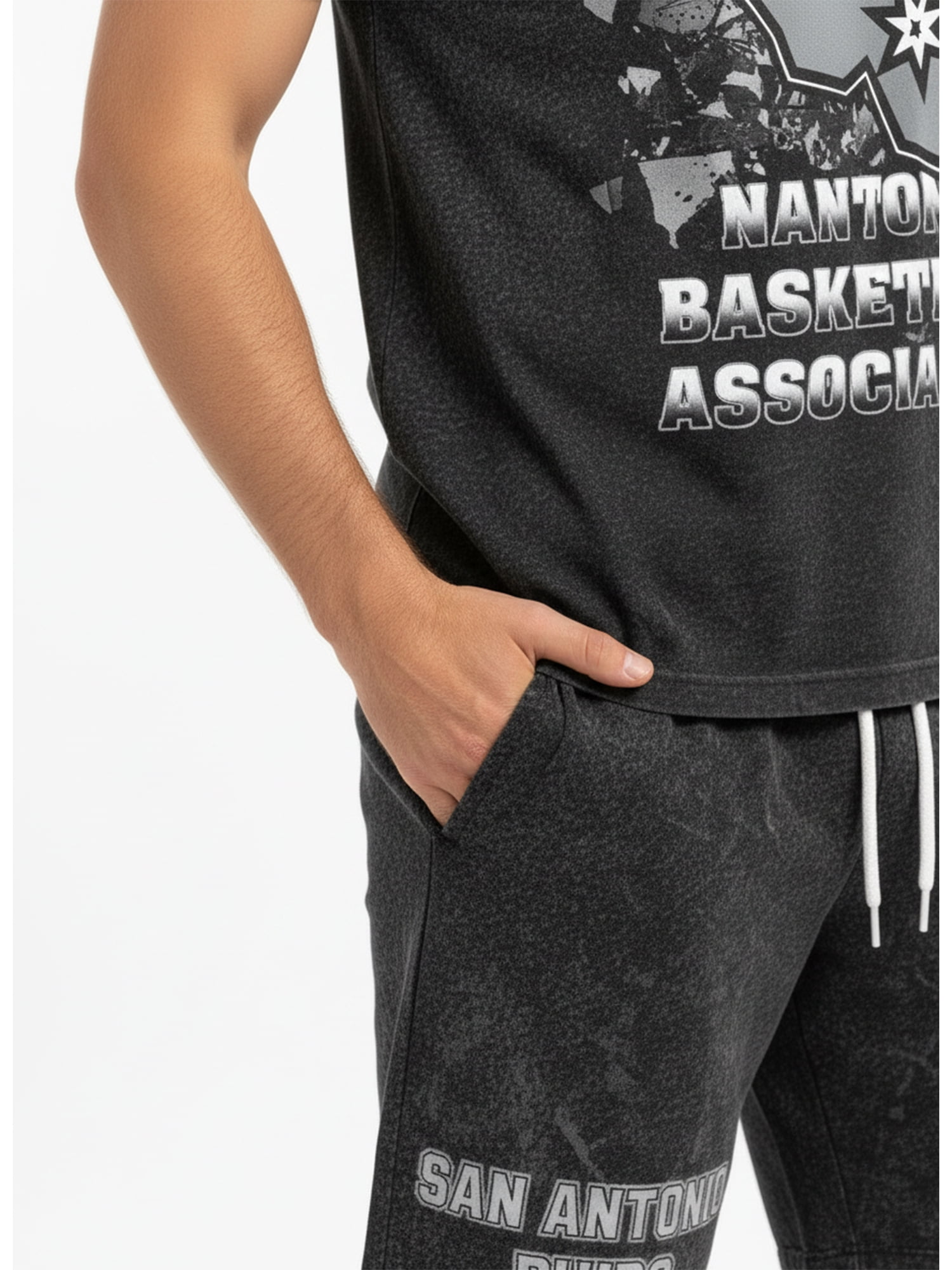 NBA San Antonio Spurs Men's & Men's Big and Tall Mineral Wash Graphic Shorts, Sizes XS–5XB