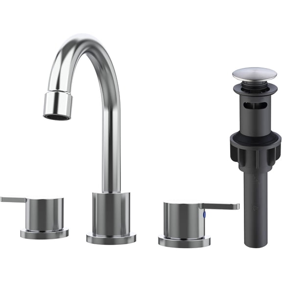 8 Inch Widespread Bathroom Sink Faucet Chrome 2 Handle 360 °   Swivel Spout with Pop Up Drain