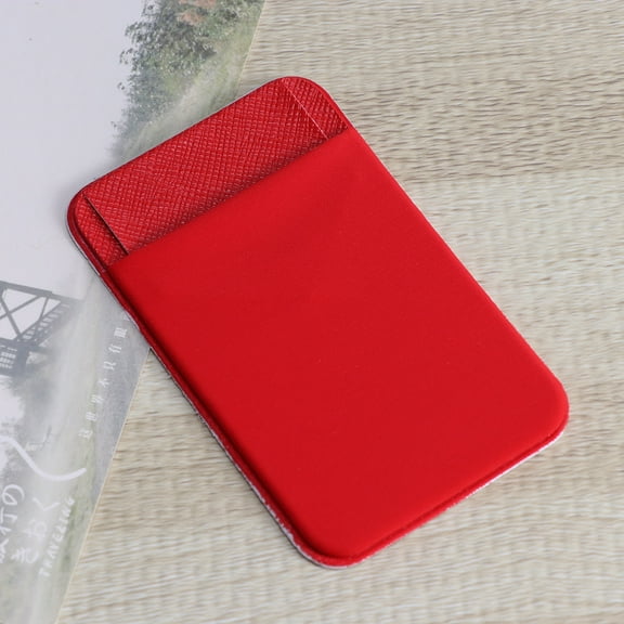 Worgeous Adhesive Phone Wallet with Elastic Pocket for Cards and Cash Stick on Cell Phone Holder 3.5x2.5 Inches Red