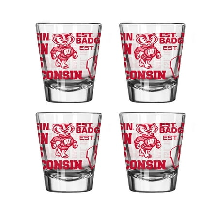 Logo Brands Wisconsin Badgers 4-Pack 2oz. Shot Glass Set