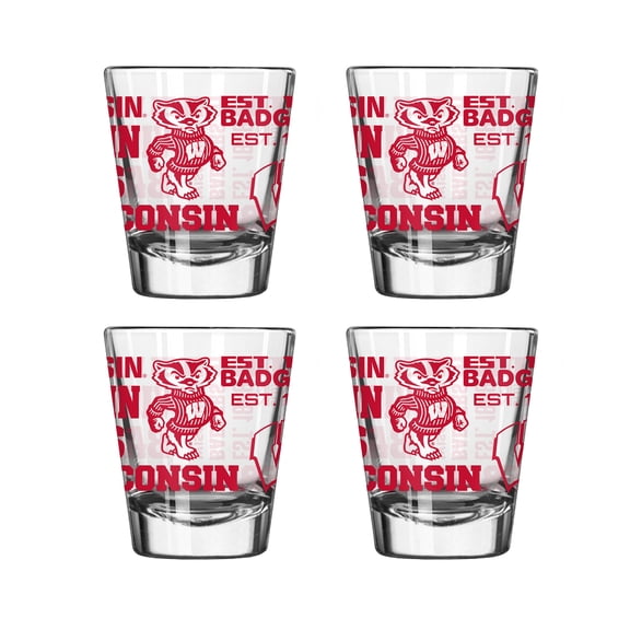 Logo Brands Wisconsin Badgers 4-Pack 2oz. Shot Glass Set