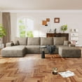thumbnail image 3 of Muumblus 135" Cloud Sectional Sofa with Left Chaise, Cozy U-Shaped Modular Sofa with Ottoman, Plush Corduroy Sleeper Bed Couch, No Assembly Required, Camel, 3 of 9