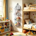 thumbnail image 5 of Hanging Mesh Storage Organizer 4-Tier Wall Mount Stuffed Animal Mesh Storage Over Door Space-Saving Net Organizer Organization Holder for Plushie Sports Balls Toys Bedroom Playroom Wardrobe Wall, 5 of 5