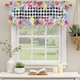 thumbnail image 2 of Easter Flowers Curtain Valances for Windows, Kitchen Valance Window Treatments Panel 2 Pack, Watercolor Pink Purple Floral Eggs Farm Plaid Rod Pocket Short Curtains for Bathroom Bedroom 42 x 12 Inch, 2 of 8