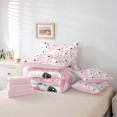 thumbnail image 6 of jejeloiu Cute Rabbit 7pcs Bedding Comforter Set,Kawaii Loves Pattern Queen Bedding Sets,White Pink Queen Sheet Sets For Girls,Breathable Home Decor Reversible, 6 of 8