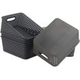 thumbnail image 4 of Juego de 6 cestas de almacenamiento de plástico tejido Gris, 4 of 7