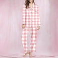thumbnail image 4 of Ailaofu Plus Size Pajamas Set for Women Plaid Long Sleeve Lounge Set Button Down Pj Sets, 4 of 4