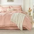 thumbnail image 2 of Pink Queen Size Comforter Set with Sheets - 7 Pieces Boho Tassel Bed in a Bag Soft Lightweight Bedding Sets, Pink Fringe Bed Set with Comforter, Sheets, Pillowcases & Shams, 2 of 16