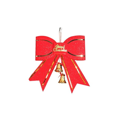 

Veki Christmas Tree Decoration Red Big Bow Tie 13cm With Bell Pendant Miniature Easter Eggs