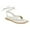 White, variant on XYD Women Metal Ornament Round Toe Thong Sandals Ankle Wrap Lace Up Flat Shoes Comfortable Casual Flip Flops Size 7 White