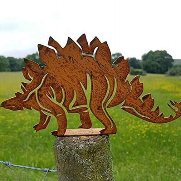 Metal Dinosaur Fence Post Topper, D