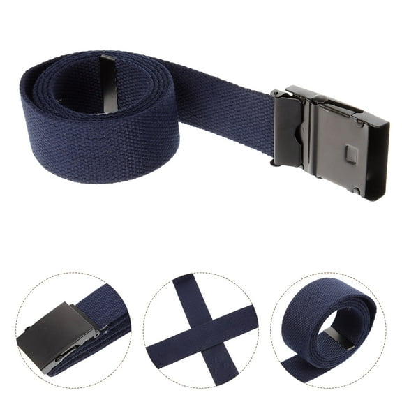 COMPUKAS Mens Belts Adjustable Canvas Belt Dark Blue 1Pcs Military Buckle For Adults