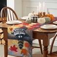 thumbnail image 4 of Fall Table Runner Thanksgiving Raccoon Table Runners Orange Maple Leaves Cotton Linen Dresser Scarf Kitchen Dining Table Decor for Fall Holiday Party Decor 13x90 Inch, 4 of 9