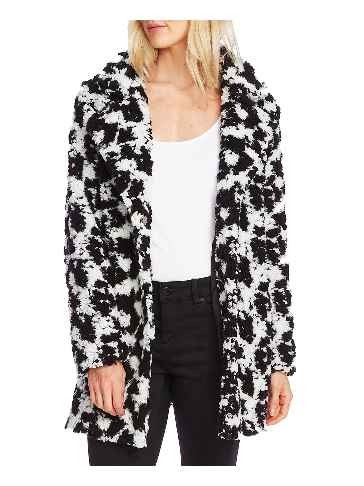 Two by Vince Camuto Womens Faux Fur Exposed Seam Open-Front Jacket