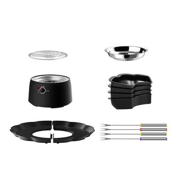 AQQW 2-in-1 Electric S'more Maker Fondue Pot Flameless Heater with 3 Temp Controls S'more Kit with Marshmallow Roasting Sticks Tabletop Indoor Kit for Grilled Fruits Marshmallows
